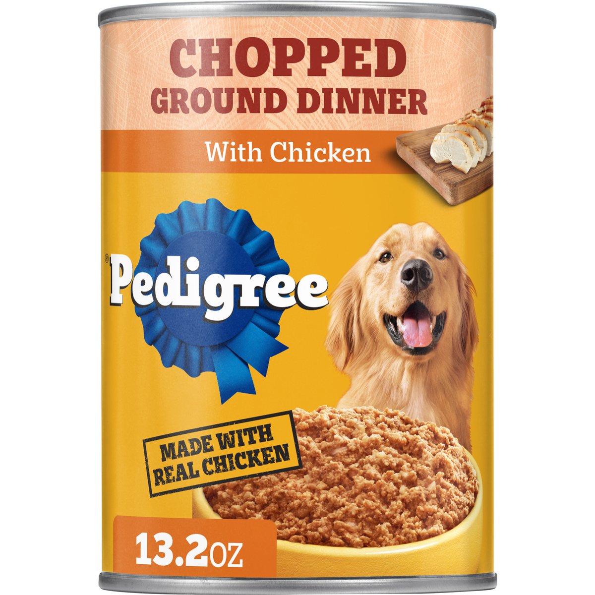 Pedigree Chopped Ground Dinner with Chicken Adult Canned Wet Dog Food, 13.2-oz can, case of 12