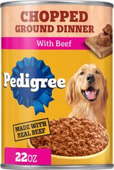 Pedigree Chopped Ground Dinner with Beef Adult Canned Wet Dog Food, 22-oz, case of 12