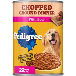 Pedigree Chopped Ground Dinner with Beef Adult Canned Wet Dog Food, 22-oz, case of 12
