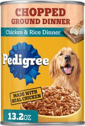 Pedigree Chopped Ground Dinner Chicken & Rice Dinner Canned Wet Dog Food, 13.2-oz can, 12 count