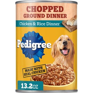 Pedigree Chopped Ground Dinner Chicken & Rice Dinner Canned Wet Dog Food, 13.2-oz can, 12 count