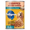 Pedigree Chopped Ground Dinner Chicken & Rice Dinner Canned Wet Dog Food, 13.2-oz can, 12 count