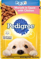 Pedigree Choice Cuts Puppy Morsels in Sauce with Chicken Adult Wet Dog Food, 3.5-oz pouch, case of 16