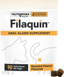 Nutramax Filaquin Anal Gland & Digestive Health Peanut Butter Flavored Soft Chew Supplement for Dogs, 90 count
