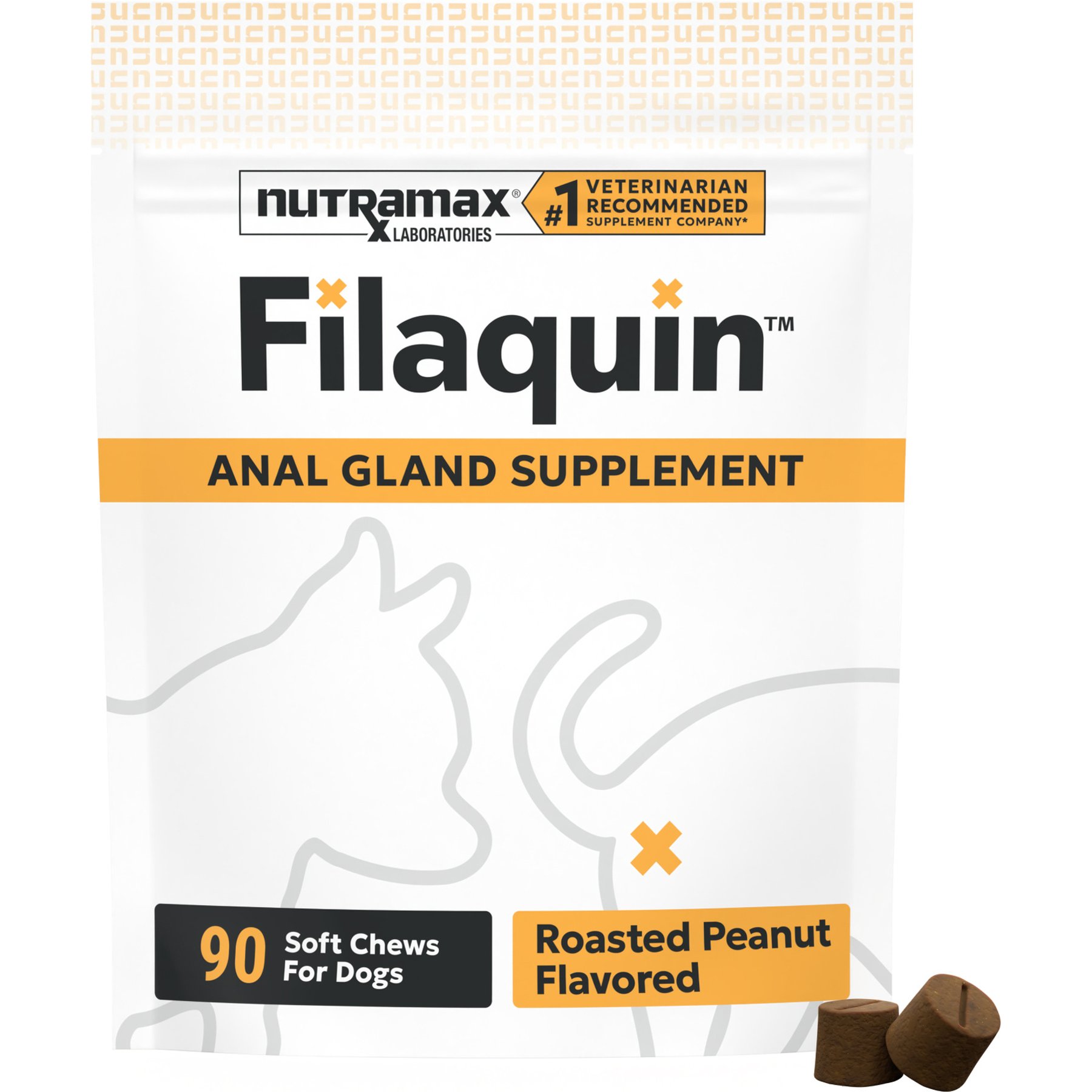 Nutramax Filaquin Anal Gland & Digestive Health Peanut Butter Flavored Soft Chew Supplement for Dogs, 180 count