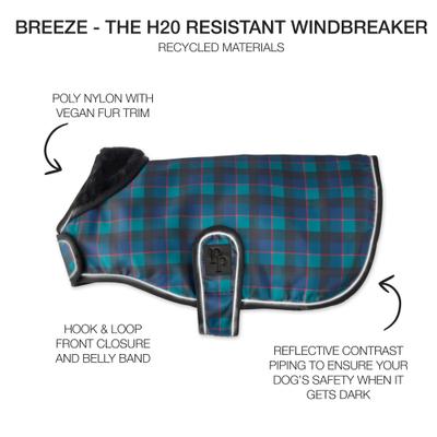 Show full view: Pet Passion Breeze II The Windbreaker Watch Plaid Waterproof Dog Coat, Black, Large slide 2 of 5