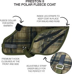 Pet Passion Preston II The Polar Fleece Dog Coat, Olive Chesterfield, Medium slide 2 of 7