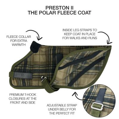 Show full view: Pet Passion Preston II The Polar Fleece Dog Coat, Olive Chesterfield, Large slide 4 of 9