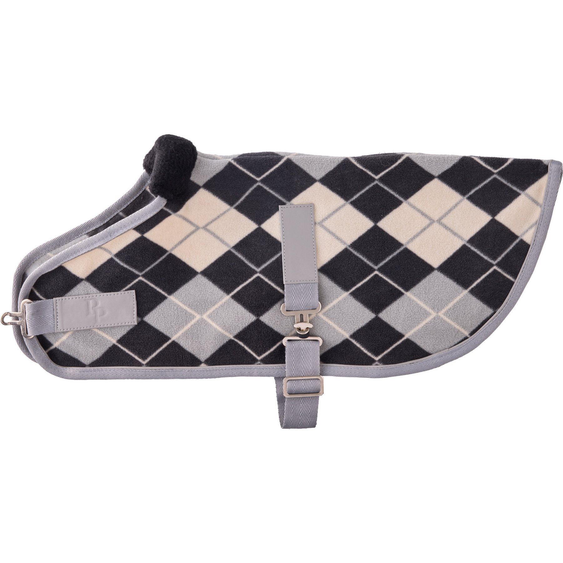 Pet Passion Preston II The Polar Fleece Dog Coat, Gray Argyle, XX-Large