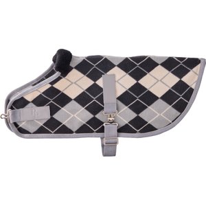 Pet Passion Preston II The Polar Fleece Dog Coat, Gray Argyle, Small