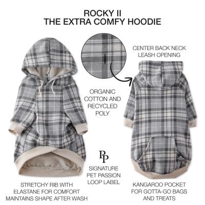 Show full view: Pet Passion Rocky II Extra Comfy Plaid Dog Hoodie, Gray Chesterfield, XX-Large slide 4 of 8