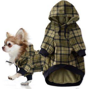 Pet Passion Rocky II Extra Comfy Plaid Dog Hoodie, Olive Chesterfield, Medium