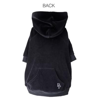 Show full view: Pet Passion Cooper II - The Velour Solid Dog Hoodie, Black, XX-Small slide 2 of 9