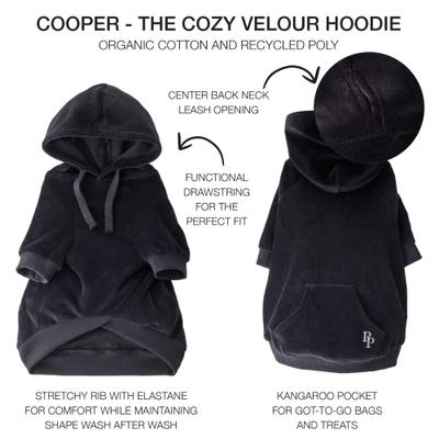 Show full view: Pet Passion Cooper II - The Velour Solid Dog Hoodie, Black, XX-Small slide 4 of 9