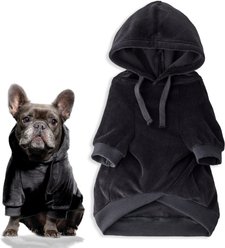 Pet Passion Cooper II - The Velour Solid Dog Hoodie, Black, Medium
