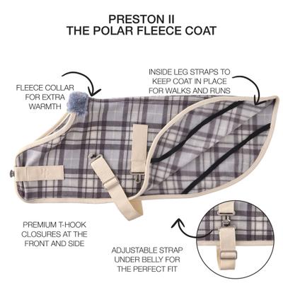 Show full view: Pet Passion Preston II The Polar Fleece Dog Coat, Gray Chesterfield, Medium slide 3 of 9