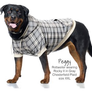 Pet Passion Rocky II Extra Comfy Plaid Dog Hoodie, Gray Chesterfield, X-Small