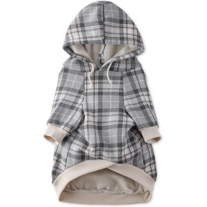 Pet Passion Rocky II Extra Comfy Plaid Dog Hoodie, Gray Chesterfield, X-Small