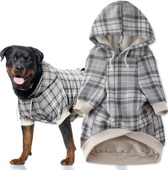 Pet Passion Rocky II Extra Comfy Plaid Dog Hoodie, Gray Chesterfield, XX-Large