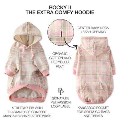 Show full view: Pet Passion Rocky II Extra Comfy Plaid Dog Hoodie, Pink Chesterfield, Large slide 4 of 8