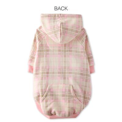 Show full view: Pet Passion Rocky II Extra Comfy Plaid Dog Hoodie, Pink Chesterfield, Large slide 2 of 8