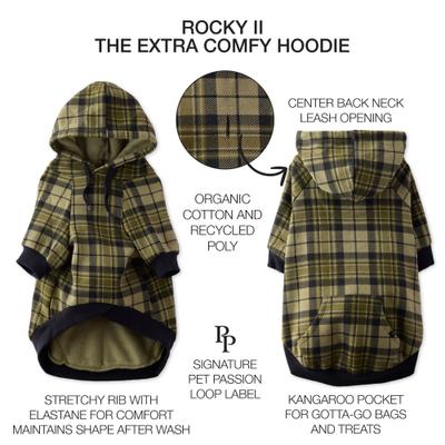 Show full view: Pet Passion Rocky II Extra Comfy Plaid Dog Hoodie, Olive Chesterfield, Medium slide 4 of 8