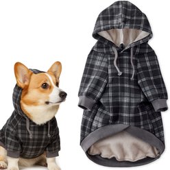 Pet Passion Rocky II Extra Comfy Plaid Dog Hoodie, Black Sand, XXX-Small