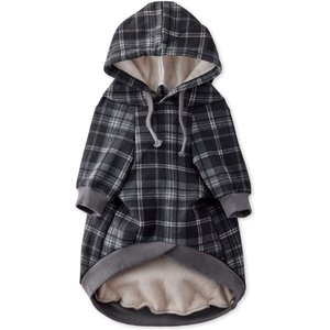Pet Passion Rocky II Extra Comfy Plaid Dog Hoodie, Black Sand, X-Large