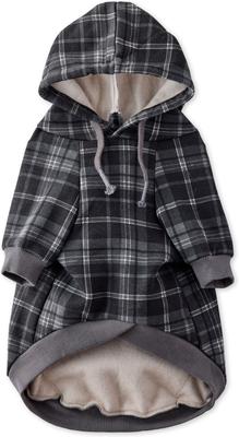 Show full view: Pet Passion Rocky II Extra Comfy Plaid Dog Hoodie, Black Sand, XXX-Small slide 2 of 8