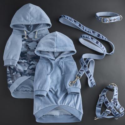 Show full view: Pet Passion Cooper II - The Velour Solid Dog Hoodie, Faded Denim, Medium slide 7 of 11