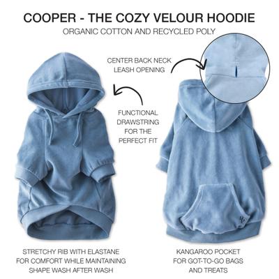 Show full view: Pet Passion Cooper II - The Velour Solid Dog Hoodie, Faded Denim, Medium slide 5 of 11