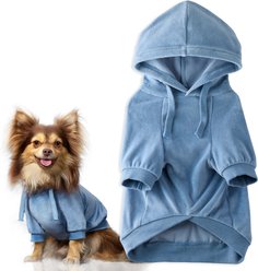 Pet Passion Cooper II - The Velour Solid Dog Hoodie, Faded Denim, Medium