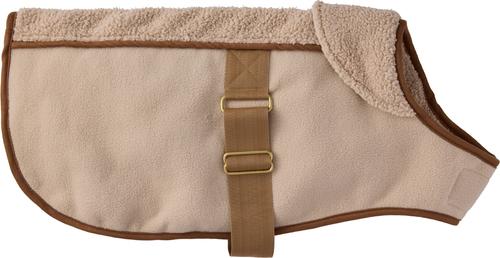 Show full view: Pet Passion Aspen The Cozy Sherpa Vegan Shearling Dog Coat, Camel, X-Small slide 3 of 10