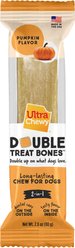 Ultra Chewy Double Treat Bone Pumpkin Dog Dental Chew Treats, 2.8-oz bag, 5 count