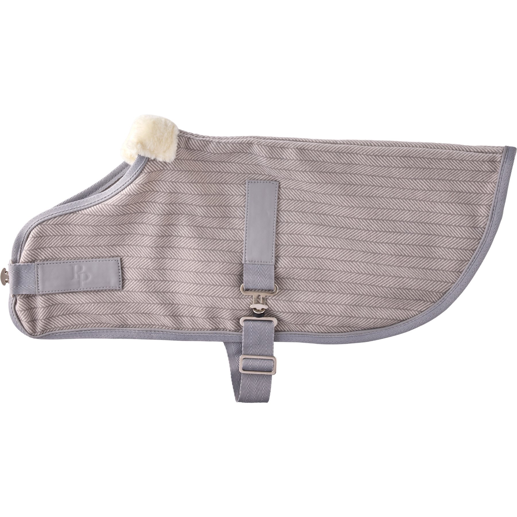 Pet Passion Preston II The Polar Fleece Dog Coat, Dove Gray Herringbone, X-Large