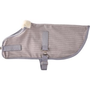 Pet Passion Preston II The Polar Fleece Dog Coat, Dove Gray Herringbone, X-Small