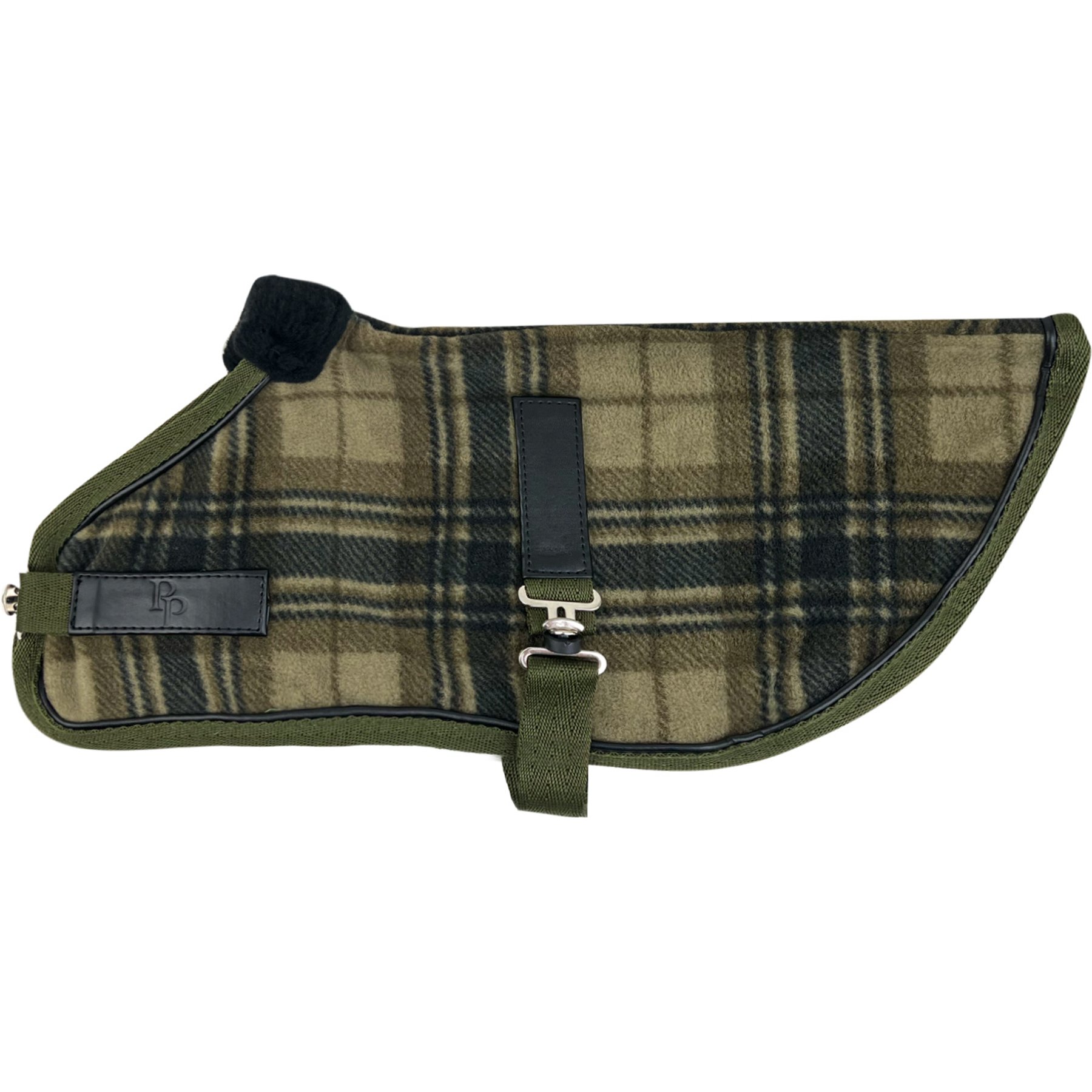 Pet Passion Preston II The Polar Fleece Dog Coat, Olive Chesterfield, Medium
