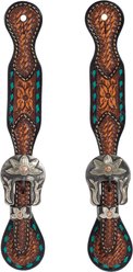 Weaver Equine Turquoise Cross Floral Buckstitch Ladies' Horse Spur Straps