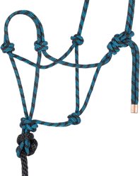 Weaver Equine Diamond Braided Horse Rope Horse Halter with Lead, Black/Hurricane Blue slide 2 of 3
