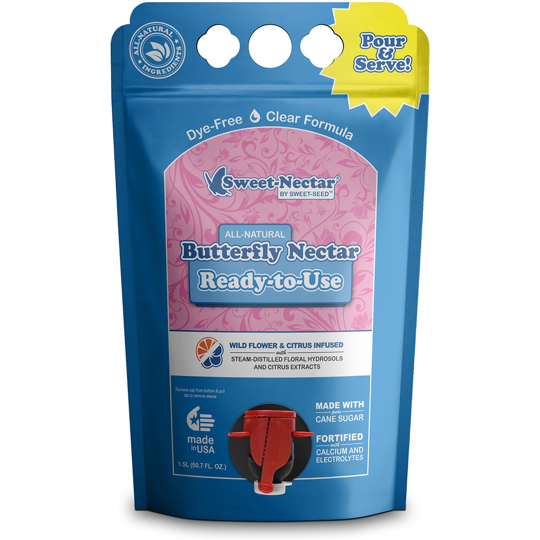 Sweet-Nectar Ready To Use Butterfly Food, Clear, 50.7-fl oz bag