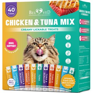 Beloved Pets Chicken & Tuna Mix Dual Support Creamy Lickable Cat Treats, 40 count