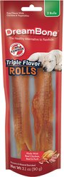 DreamBone Triple Flavor Rolls Real Chicken, Beef & Pork Rawhide Free Dog Chews, 2 count