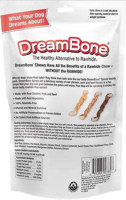 Show full view: DreamBone Spirals Variety Pack Real Chicken, Beef & Pork Rawhide Free Dog Chews, 7 count slide 3 of 13