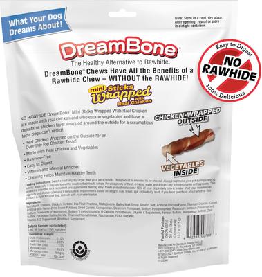 Show full view: DreamBone Mini Sticks Wrapped with Real Chicken Rawhide Free Dog Chews, 30 count slide 3 of 13