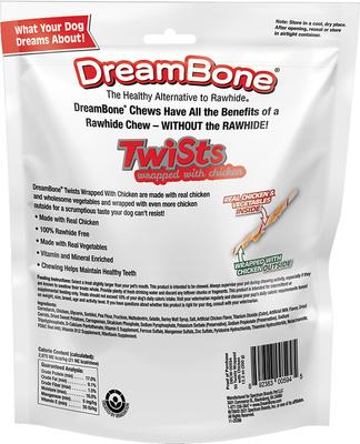 Show full view: DreamBone Twists Wrapped with Chicken Rawhide Free Dog Chews, 50 count slide 3 of 13
