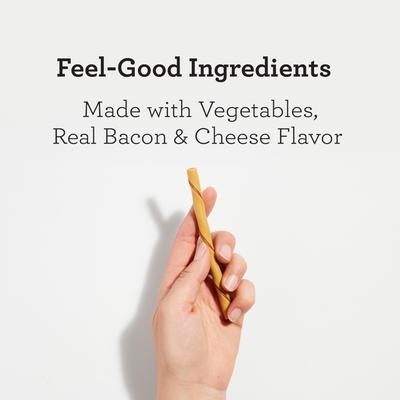 Show full view: DreamBone Twist Sticks Real Bacon & Cheese Flavor Rawhide Free Dog Chews, 50 count slide 4 of 13
