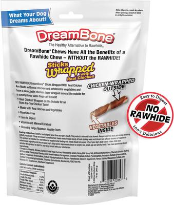 Show full view: DreamBone Sticks Wrapped with Real Chicken Rawhide Free Dog Chews, 8 count slide 3 of 13