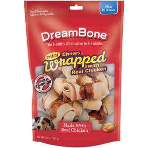 DreamBone Chicken Wrapped Rawhide Free Chews Dog Bones, Mini, 16 count