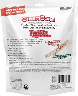 Show full view: DreamBone Twists Wrapped with Chicken Rawhide Free Dog Chews, 30 count slide 3 of 13