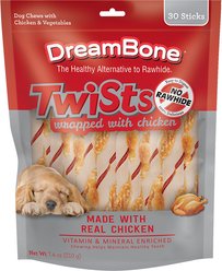 DreamBone Twists Wrapped with Chicken Rawhide Free Dog Chews, 30 count